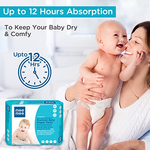 Mee Mee Premium Breathable Baby Diaper Pants XL Size, 20 Pieces For 0-2 Years, 12 Kgs | Fast Absorbing, Cotton Soft Feel with Wetness Indicator | Double Layer Leakage Protection Up to 12 Hours - Image 2