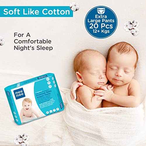 Mee Mee Premium Breathable Baby Diaper Pants XL Size, 20 Pieces For 0-2 Years, 12 Kgs | Fast Absorbing, Cotton Soft Feel with Wetness Indicator | Double Layer Leakage Protection Up to 12 Hours - Image 4