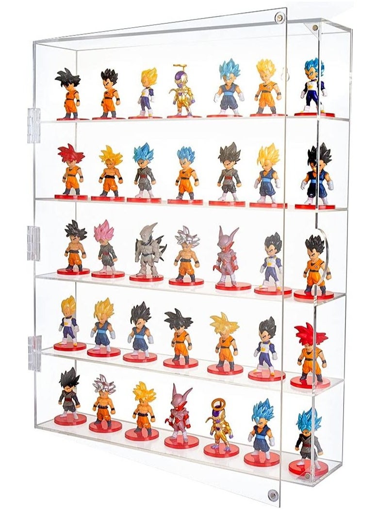 Rose - Acrylic Display Case, Display Cabinet for Mini Pop Figures, Dust-Proof Clear Wall Mounted or Desktop 5 Layer Storage Mini Toys/Rock Stone, Each Compartment: 15 7/10”L x 3 2/5”W x3 4/5”H - Image 1