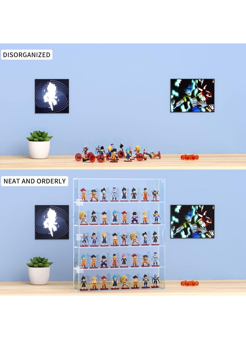 Rose - Acrylic Display Case, Display Cabinet for Mini Pop Figures, Dust-Proof Clear Wall Mounted or Desktop 5 Layer Storage Mini Toys/Rock Stone, Each Compartment: 15 7/10”L x 3 2/5”W x3 4/5”H - Image 1