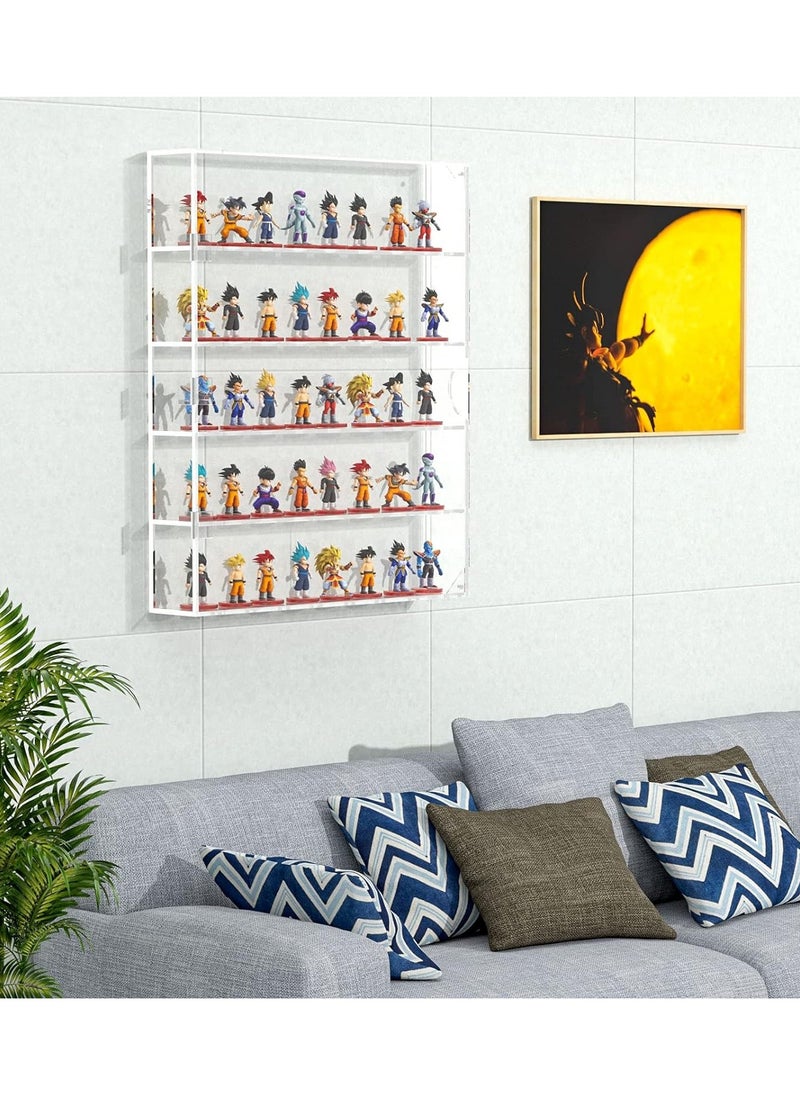 Rose - Acrylic Display Case, Display Cabinet for Mini Pop Figures, Dust-Proof Clear Wall Mounted or Desktop 5 Layer Storage Mini Toys/Rock Stone, Each Compartment: 15 7/10”L x 3 2/5”W x3 4/5”H - Image 1