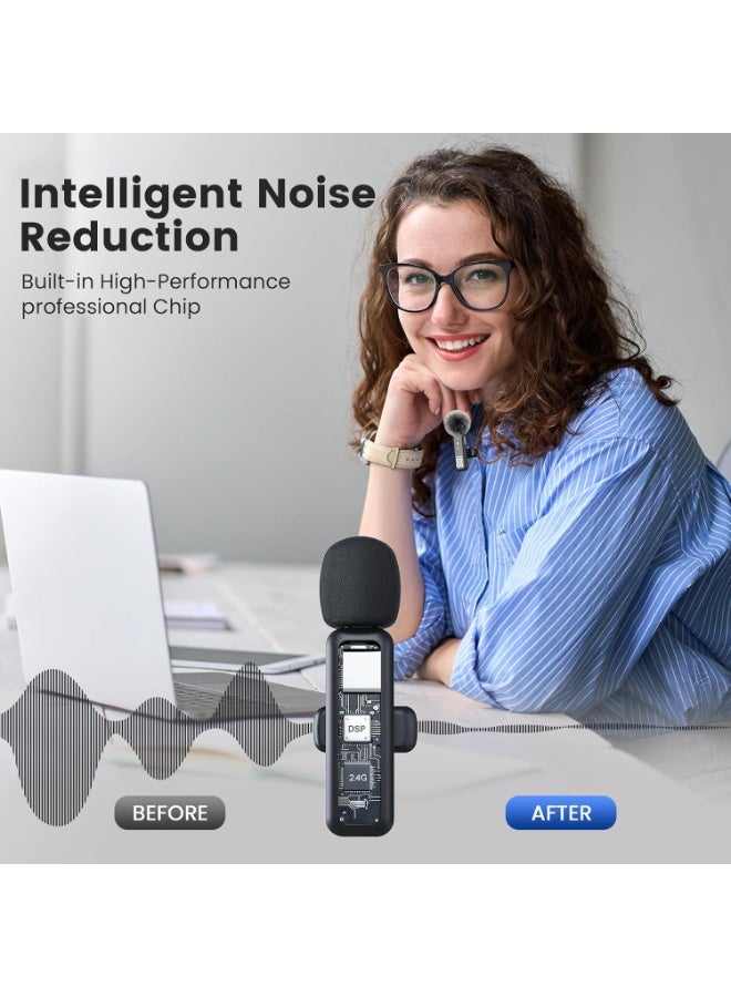 NILMBOT 3 in 1 Professional Wireless Lavalier Microphone for iPhone, Android, Camera, Mini Microphone, Crystal Clear Sound Quality for Recording, Live Streaming, Microphone Clips (3 IN 1 LED) - Image 3