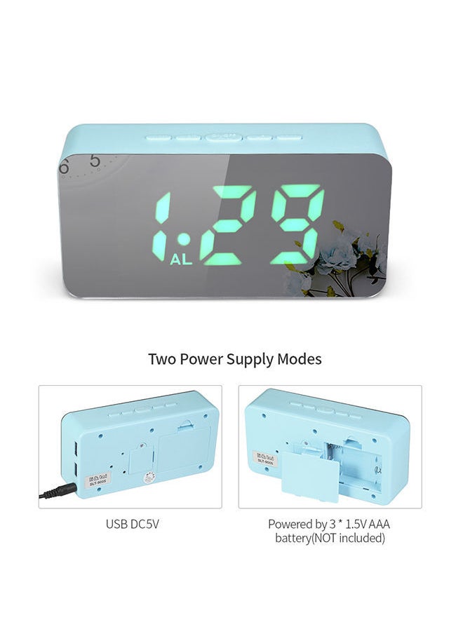 NIBEMINENT - Digital Colorful LED Mirror Alarm Clock Blue - Image 1