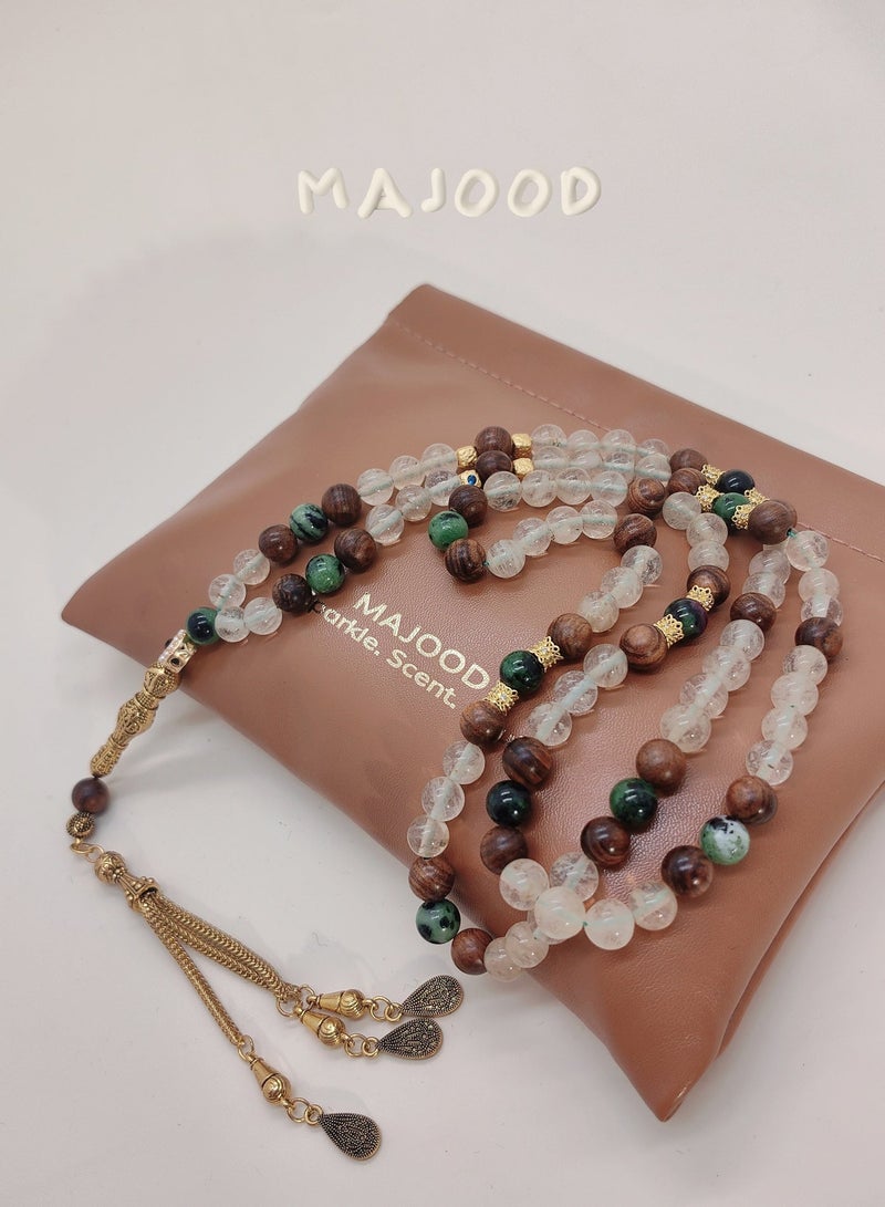 موجود تصميم أصلي/99 بلورة طبيعية مع حبات صلاة من الأحجار الكريمة الطبيعية/مسبحة/8 مم - Image 2