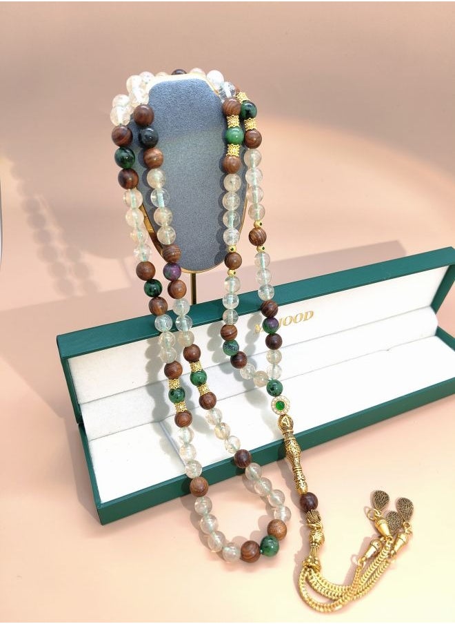 MAJOOD Original Design/99 Natural Crystals With Natural Gemstone Prayer Beads /Tasbih/8mm  - Image 3