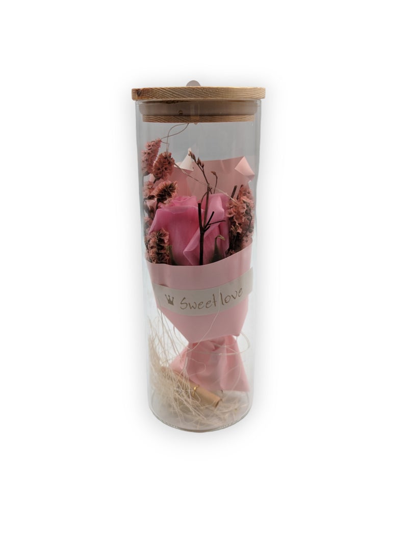 UNT Eternal Rose Artificial Flower In Glass Cover with LED Light - Image 2