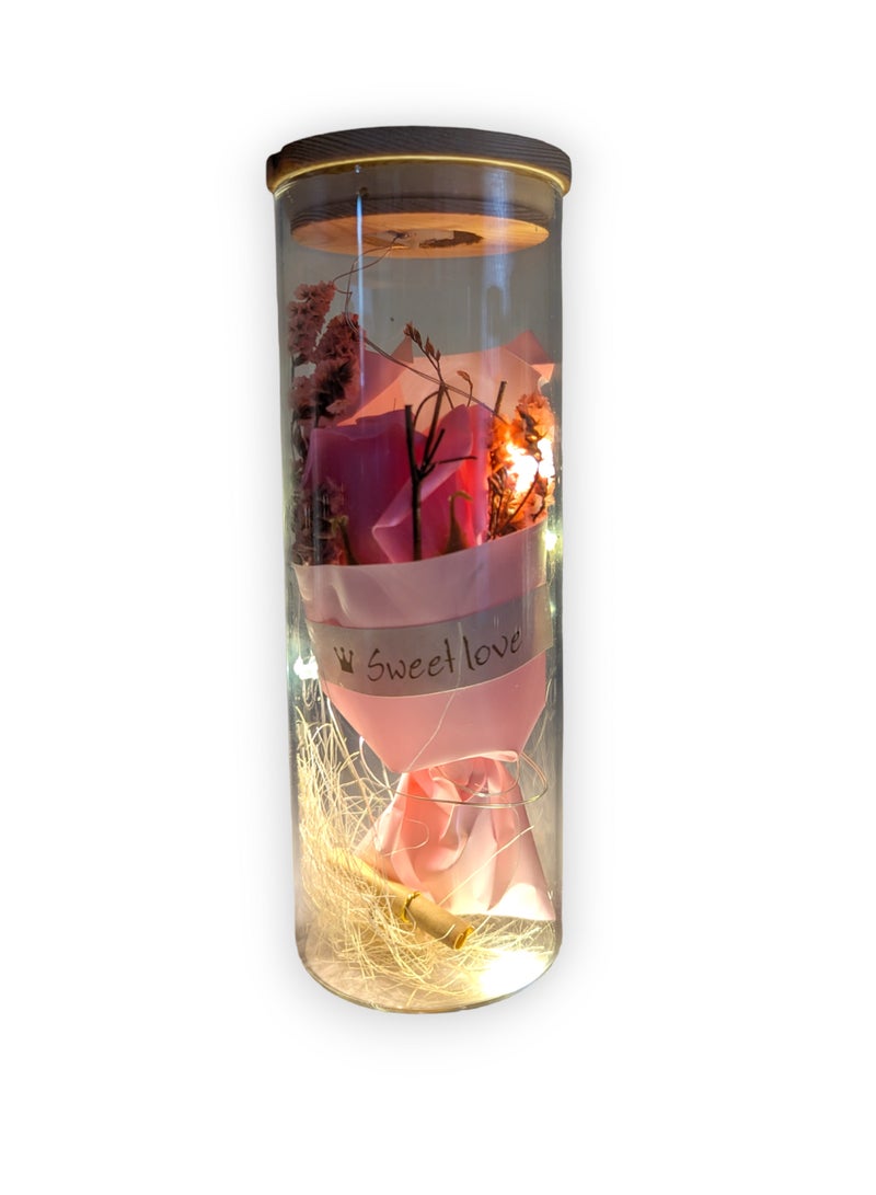 UNT Eternal Rose Artificial Flower In Glass Cover with LED Light - Image 3