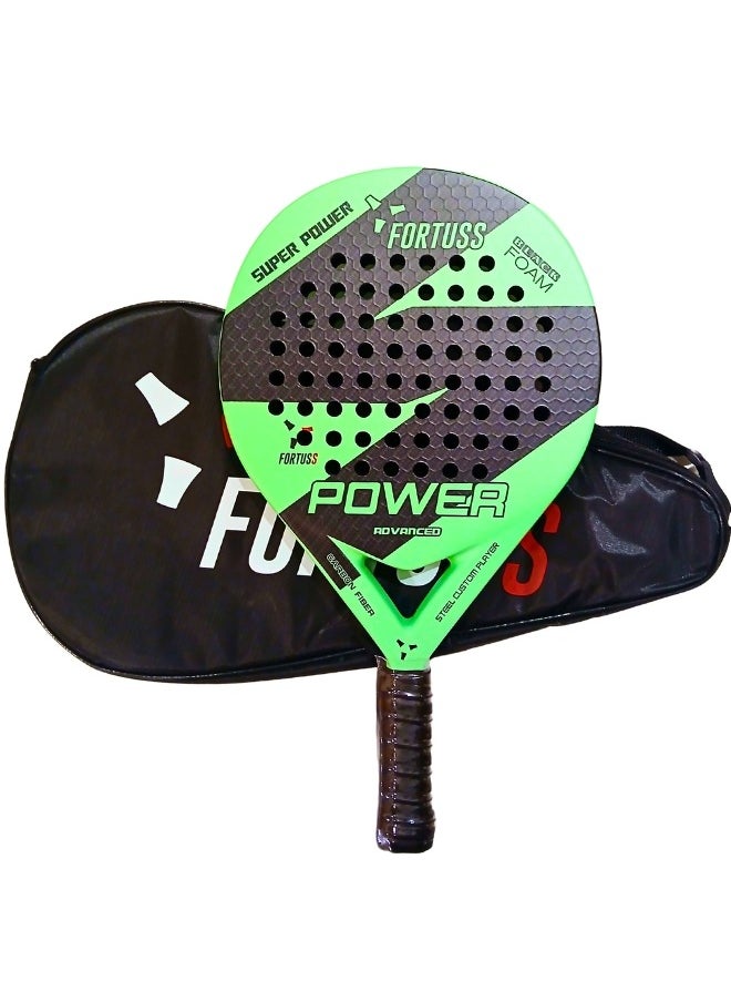 FORTUSS Padel Tennis Racket - Full Carbon Fiber - 3D Hexagon Surface With Light Eva Memory Flex Foam Core - Padel Racquet - Round Shape Paddle Racket With Bag Included (Green)  - Image 2