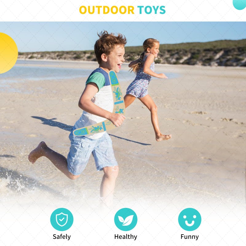 Inborntrait Inborntrait Boomerang for Kids, Australia Style Handmade Wooden Authentic Boomerang, V-Shaped Returning Boomerangs for Ages Above 10 Years Old Kids and Adult- Blue  - Image 2