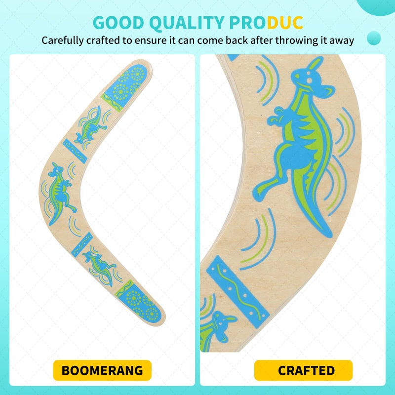 Inborntrait Inborntrait Boomerang for Kids, Australia Style Handmade Wooden Authentic Boomerang, V-Shaped Returning Boomerangs for Ages Above 10 Years Old Kids and Adult- Blue  - Image 4