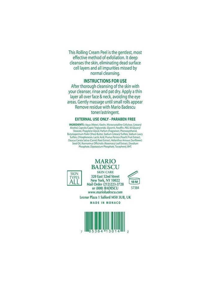 MARIO BADESCU - Rolling Cream Peel for AHA for All Skin Types | Face Treatment with Lactic Acid & Kaolin | Visibly Improves Uneven Skin Texture | 2.5 Fl Oz - Image 1