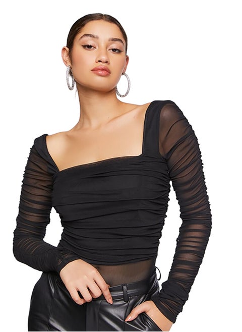 Sheer Long Sleeves Top