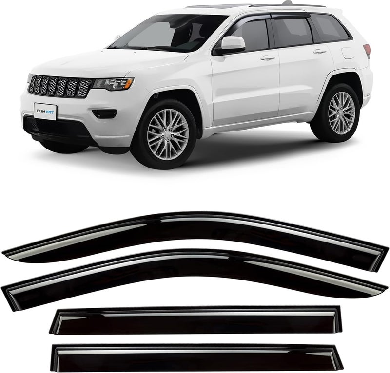 CLIM ART Rain Guards for Jeep Grand Cherokee 2011-2020 - Dark Smoke Window Deflectors (4 pcs) - Image 1