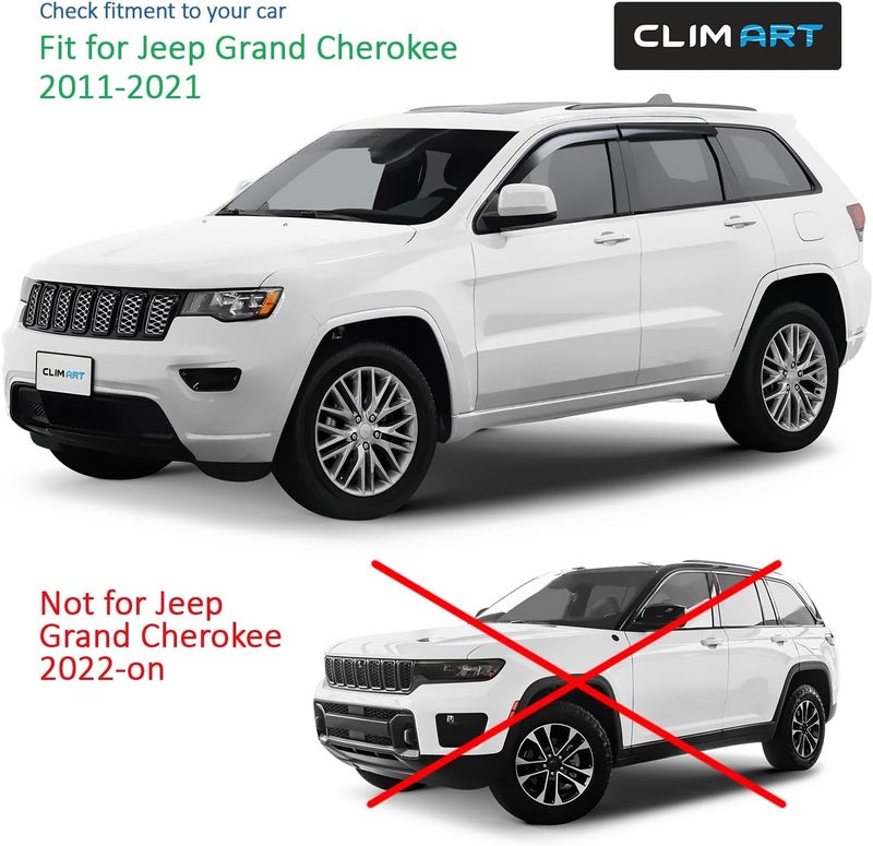 CLIM ART Rain Guards for Jeep Grand Cherokee 2011-2020 - Dark Smoke Window Deflectors (4 pcs) - Image 5