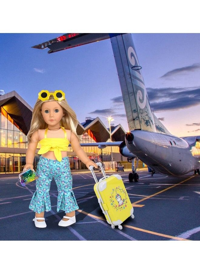 ebuddy - Doll Clothes And Accessories 18 Inch Doll Travel Set With Unicorn Printed Luggage Suitcase Fit For 18 Inch Girl Dollmost 18 Inch Dolls(No Doll) - Image 1
