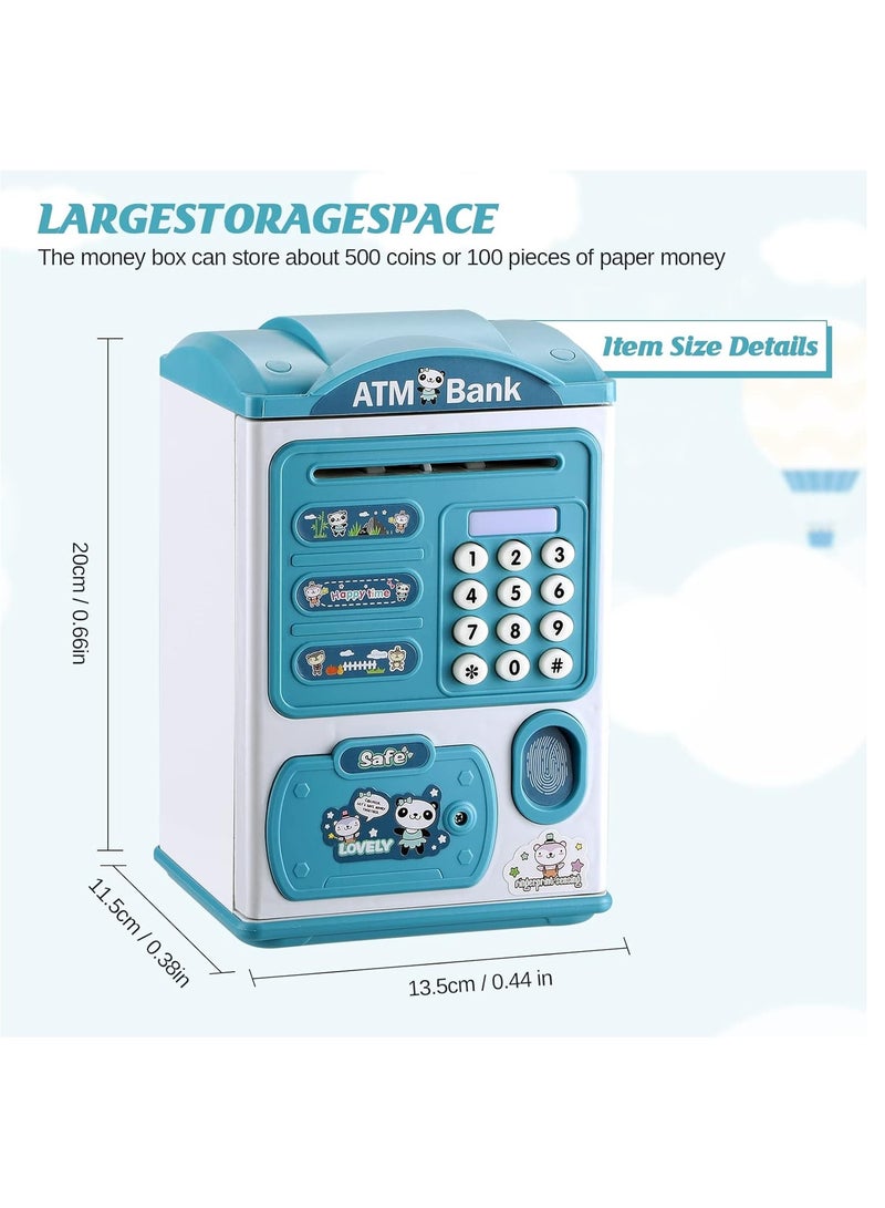 روكيس Electronic Coin Bank for Kids with Password Fingerprint Music Cartoon Money Safe Blue Roof Toy Gift for Children Everyday Use - Image 2