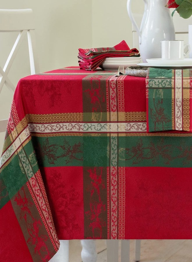 بنسون ميلز مفرش طاولة من قماش الجاكار المصبوغ بالغزل من بنسون ميلز هوليداي ليجاسي، مفرش طاولة للعطلات والشتاء وعيد الميلاد (هوليداي ليجاسي، مستطيل 60 بوصة × 120 بوصة) - Image 1