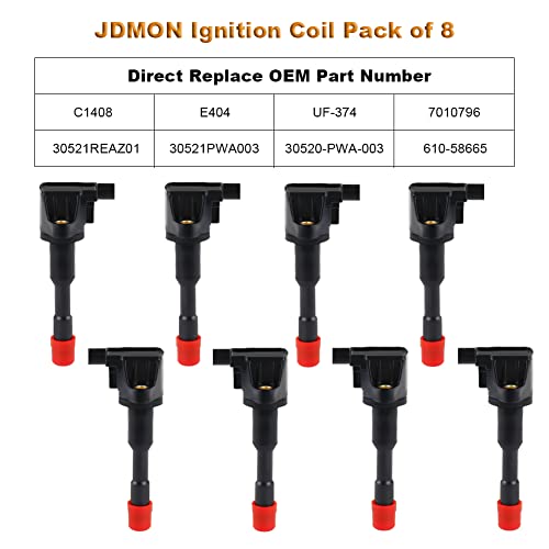 JDMON Ignition Coils Replacement for Honda Civic Hybrid 2003 2004 2005 2006 2007 2008 2009 2010 2011 1.3L Replace UF-374 C1408 30521REAZ01 Pack of 8 - Image 3
