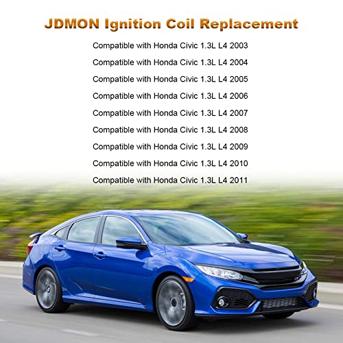 JDMON Ignition Coils Replacement for Honda Civic Hybrid 2003 2004 2005 2006 2007 2008 2009 2010 2011 1.3L Replace UF-374 C1408 30521REAZ01 Pack of 8 - Image 2