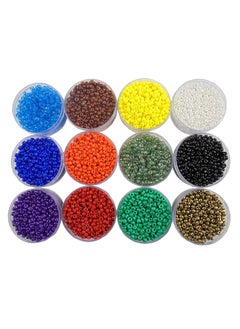 eshoppee eshoppee 240 gm 12 Colors 20 gm X 12 Glass Seed Beads for Jewellery Making kit Art and Crafts Materials for Embroidery Necklace Bracelet Earring Making Materials DIY kit  - Image 1