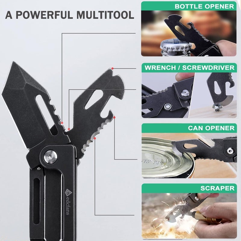 edcfans Keychain Knife, Carabiner Multitool, Tanto Pocket Knife with Key Clip, Box Cutter, Can/Bottle Opener, Screwdriver Wrench, Pry Tools, EDC Hiking Camping Gear, Gifts for Men Women Everyday Carry - Image 4