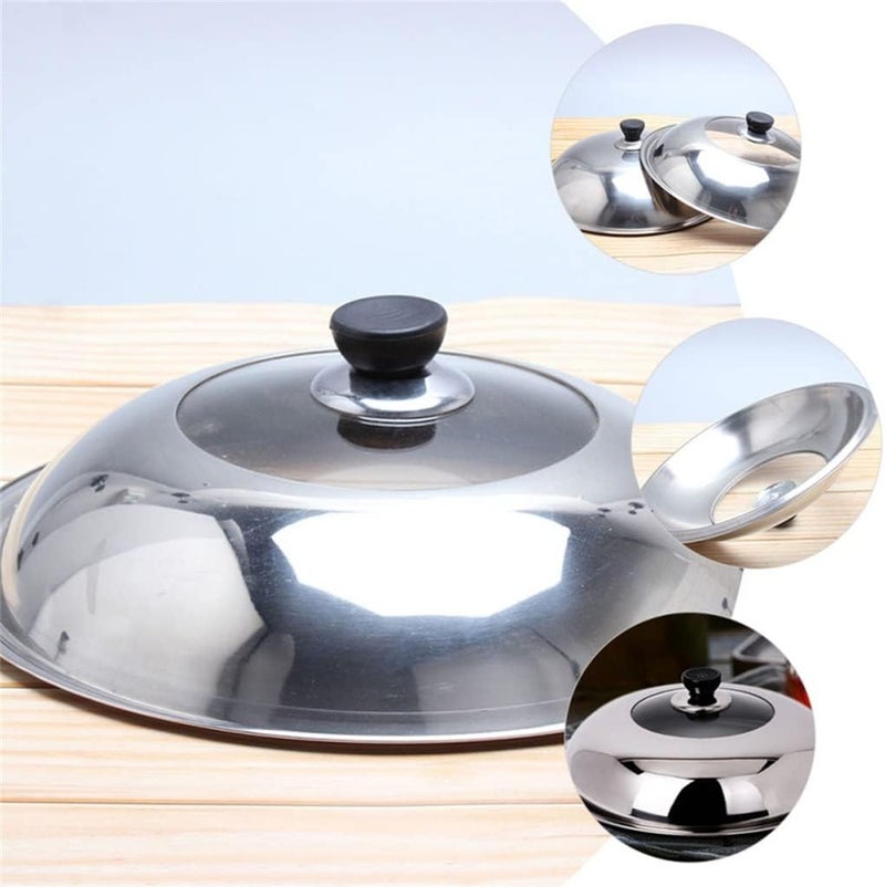 JSEIAJB Glass Frying Pot Universal Lid Pots Metal Lids Pans Steak Dome Stainless Steel Dessert Cover - Image 5