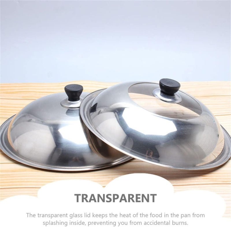 JSEIAJB Glass Frying Pot Universal Lid Pots Metal Lids Pans Steak Dome Stainless Steel Dessert Cover - Image 3