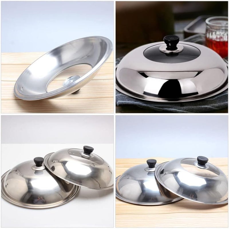 JSEIAJB Glass Frying Pot Universal Lid Pots Metal Lids Pans Steak Dome Stainless Steel Dessert Cover - Image 4
