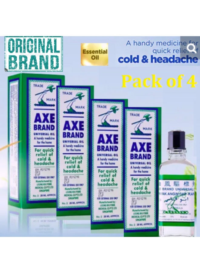 Axe Branded Original Fresh Universal Oil For Quick Relief of Cold and Headache 28 ml pack of 4 - Image 1