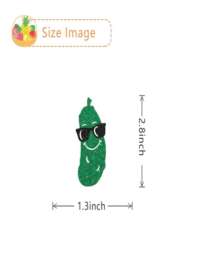 MonMon & Craft Pickle Theme Cupcake Toppers - Cucumber Birthday Party Cupcake Decor/Baby Shower Bridal Shower Party Decor - Girl Birthday Party Decorations Funny Pickle Party Cupcake Toppers 24 Pcs Glitter - Image 3