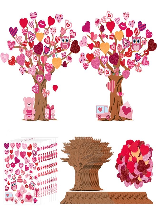 Bafeil 30 Set Valentine's Day Trees Craft Kits Make Your Own DIY Heart Tree Decoration Valentine Love Heart Foam Tree Sticker Art Craft for Home Activity Party Favor Supplies - Image 1