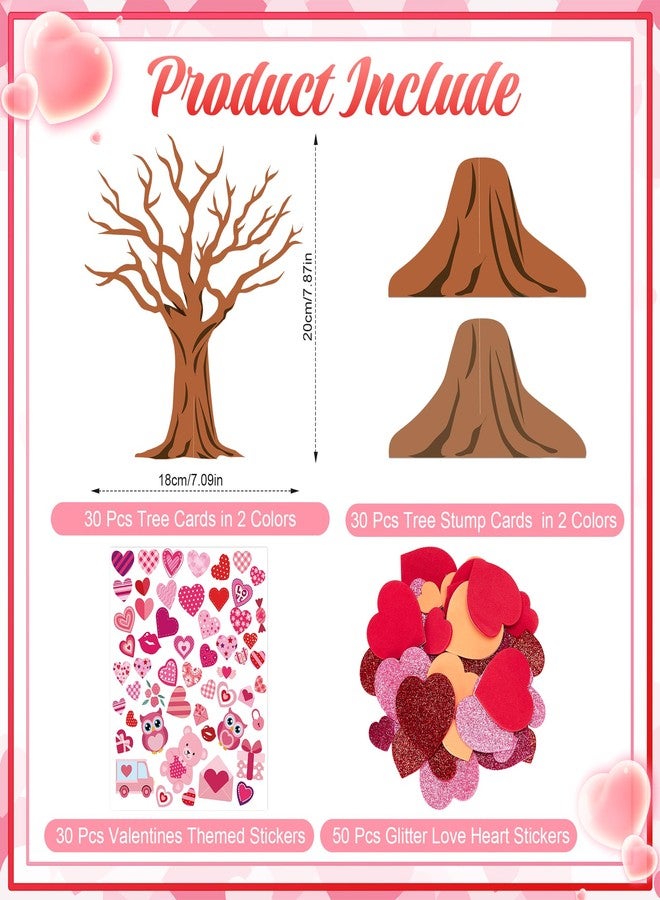 Bafeil 30 Set Valentine's Day Trees Craft Kits Make Your Own DIY Heart Tree Decoration Valentine Love Heart Foam Tree Sticker Art Craft for Home Activity Party Favor Supplies - Image 2