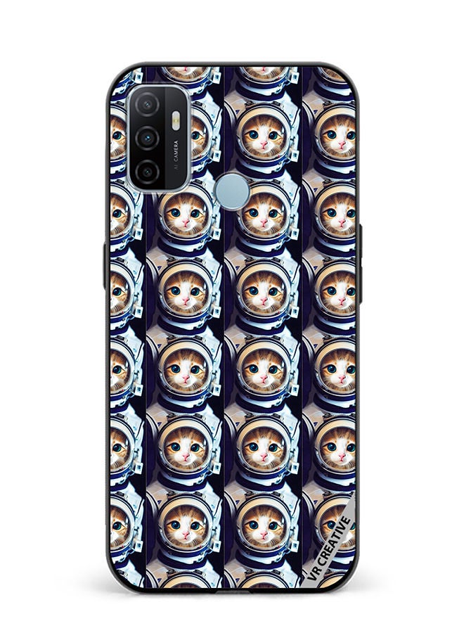 VR CREATIVE Protective Case Cover For Oppo A53 Cat Face Inside Astronauts Helmet Pattern Design Multicolour - Image 1