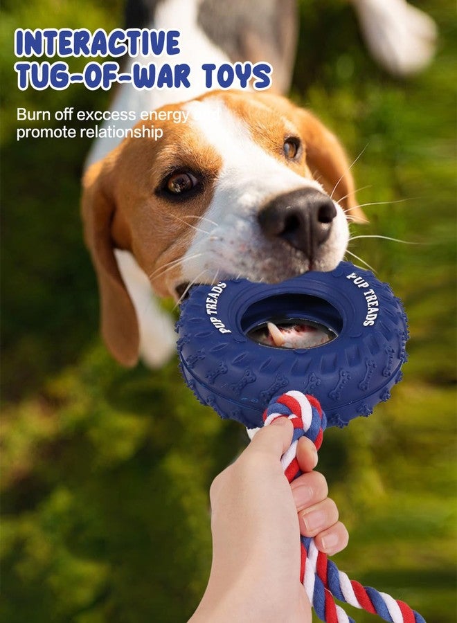 SCHITEC Dog Chew Toy with Rubber Tire & Tug of War Rope for Medium Large Dogs Aggressive Chewers, Interactive Fetch Play Treat Dispenser Pull Toys - Image 2