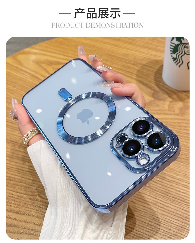Suitable for Iphone17Pro Mobile Phone Case Magnetic Electroplating Transparent Built-In Lens Film Apple 16 All-Inclusive Protective Cover - Image 3