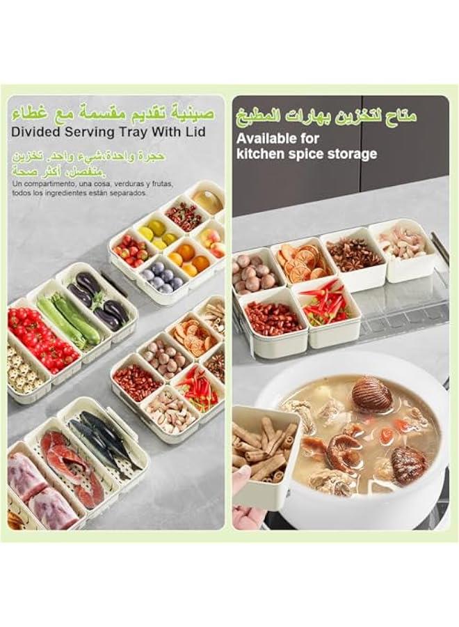 صيية تقديم الوجات الخفيفة م مجموعة صاديق حجمي، حاوية تخزي الطعام قالة للتراص مع مظم واضح لتخزي الحلويات وحامل صواي داخلية مع صدوق تخزي مطخي مع غطاء وجرة مقياس وقت مع دليل الوقت داخلي وخارجي - Image 2