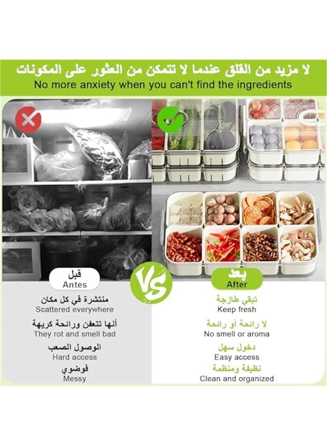صيية تقديم الوجات الخفيفة م مجموعة صاديق حجمي، حاوية تخزي الطعام قالة للتراص مع مظم واضح لتخزي الحلويات وحامل صواي داخلية مع صدوق تخزي مطخي مع غطاء وجرة مقياس وقت مع دليل الوقت داخلي وخارجي - Image 3