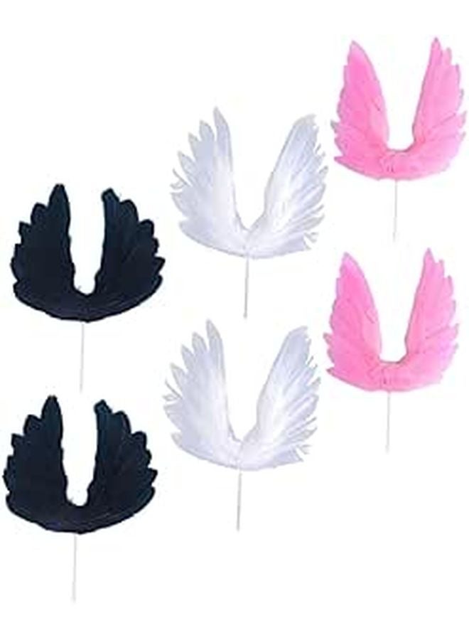 Elegant Plumage Angel Wing Cake Toppers Set Dark Pink White Wedding Party Dessert Decorations - Image 1