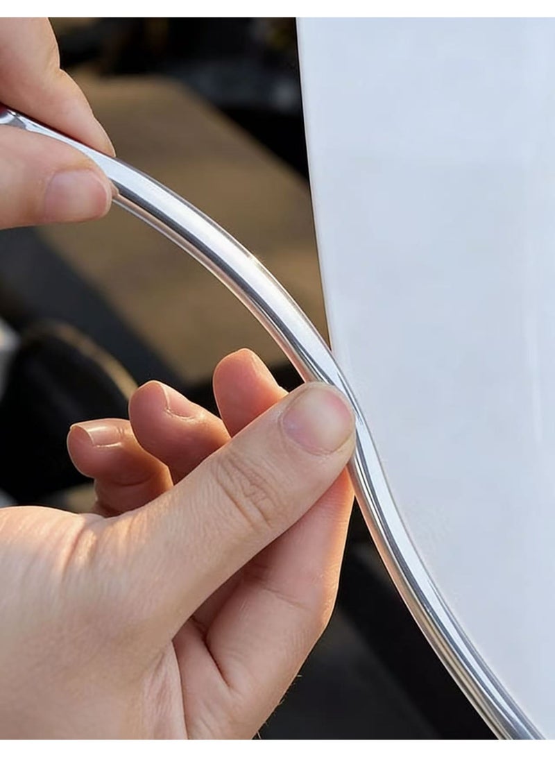 Universal U-Shape Chrome Plated Car Door Edge Guards – Anti-Scratch DIY Trim Strip for Sedan & Pickup, Silver - Image 1