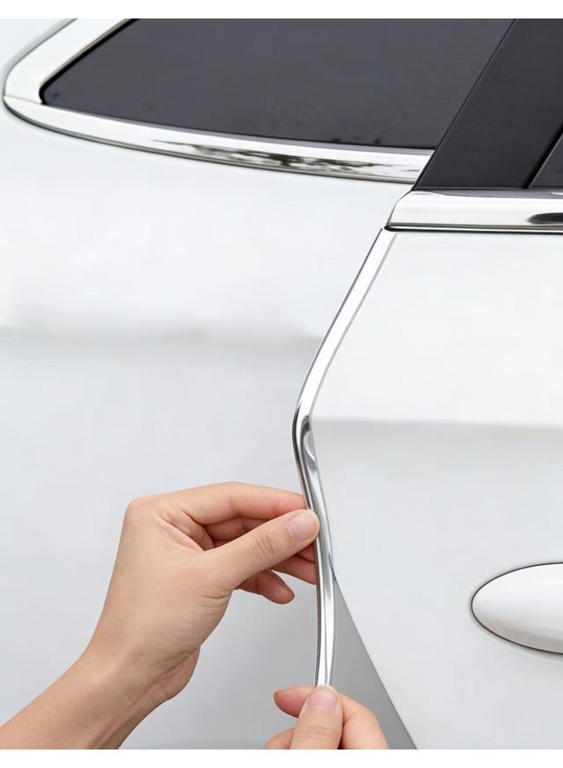 Universal U-Shape Chrome Plated Car Door Edge Guards – Anti-Scratch DIY Trim Strip for Sedan & Pickup, Silver - Image 3