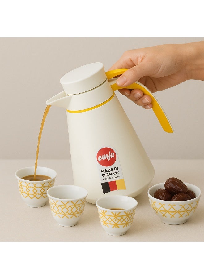 emsa German EMSA thermos capacity 1.5 liter white and yellow - Image 1