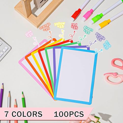 Harloon 100 Pcs Dry Erase Index Cards 4 x 6 Inch Laminated Reusable Dry Erase Note Cards Sheets for Office to Do List (Multicolored) - Image 4