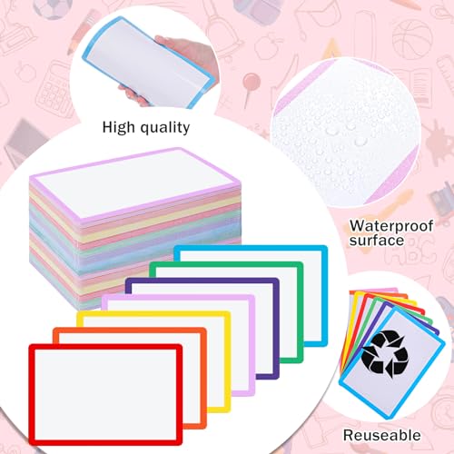 Harloon 100 Pcs Dry Erase Index Cards 4 x 6 Inch Laminated Reusable Dry Erase Note Cards Sheets for Office to Do List (Multicolored) - Image 3