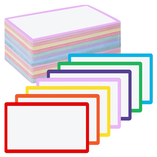 Harloon 100 Pcs Dry Erase Index Cards 4 x 6 Inch Laminated Reusable Dry Erase Note Cards Sheets for Office to Do List (Multicolored) - Image 1