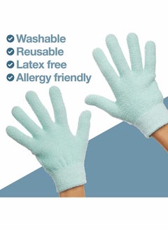 Moisturizing Gloves with Gel Lining Dry Hands Treatment Hydrating Cracked Hand Healing Gloves foe Repair Rough Chapped Skin Overnight SPA Eczema Dry Hands Hand Care, 1 Pair (Fuzzy Mint Green)