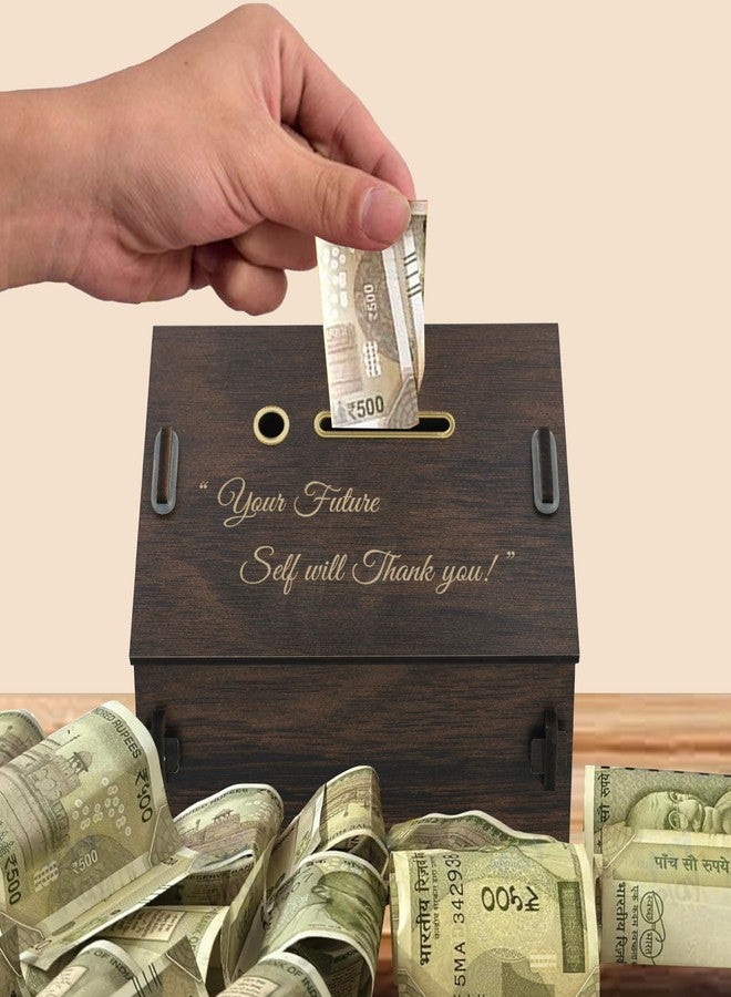 nexat Wooden Piggy Bank for Kids & Adults, Coin Box with Carved Design, Savings Box, Mini Bank, Donation Box, Smart Money Box, Wooden Coin Box, Money Saver, Piggy Bank with Numbers (9) - Image 4