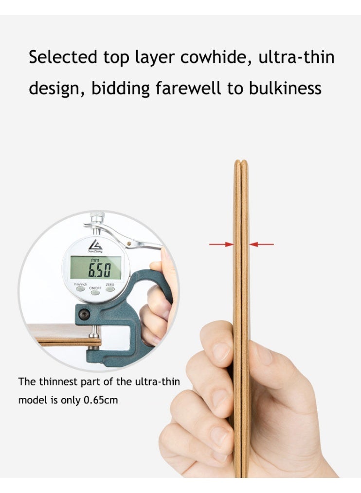 بانيانو محفظة بانيانو طويلة مصنوعة من الجلد الأصلي ، فرشاة رقيقة جدا لمكافحة السرقة ، محفظة جلدية مع طبقة رأس السحاب ، محفظة جلد البقر - Image 5