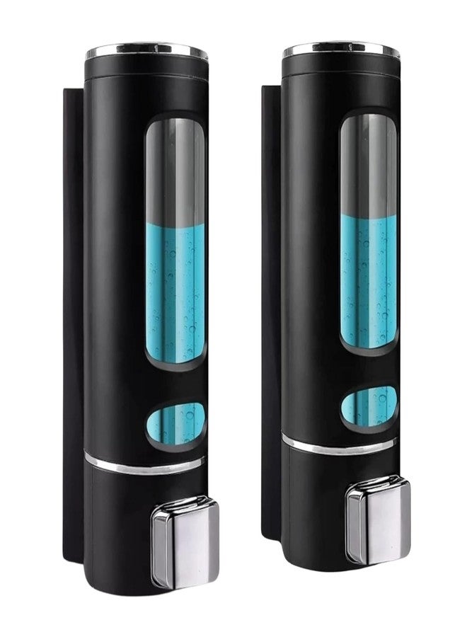 CITIPRO Wall Mount Soap Dispenser, Black with Chrome Finish, Clear Window, Pack of 2 - Image 1
