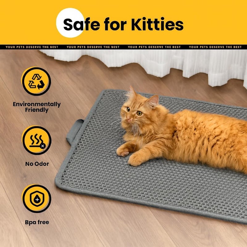 Polarduck Cat Litter Mat Litter Box Mat for Kitty, EVA Honeycomb Double Layer Design, Urine & Waterproof Scatter Control, Less Waste, Easier To Clean,Non Slip (Grey 60 x 40cm) - Image 4