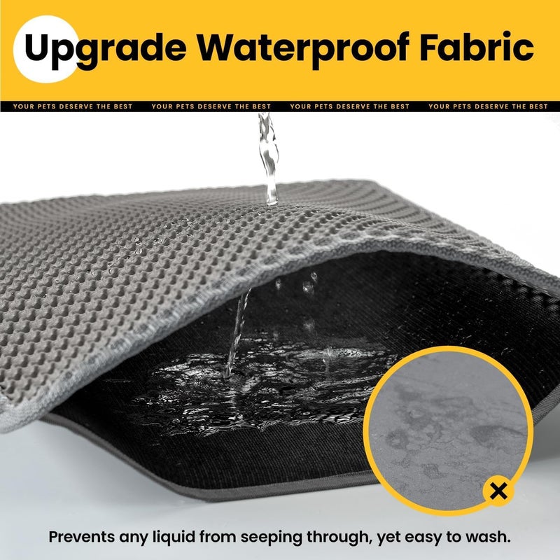 Polarduck Cat Litter Mat Litter Box Mat for Kitty, EVA Honeycomb Double Layer Design, Urine & Waterproof Scatter Control, Less Waste, Easier To Clean,Non Slip (Grey 60 x 40cm) - Image 2